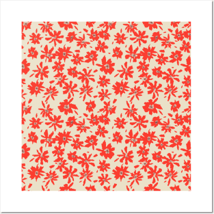 Little red flowers Posters and Art